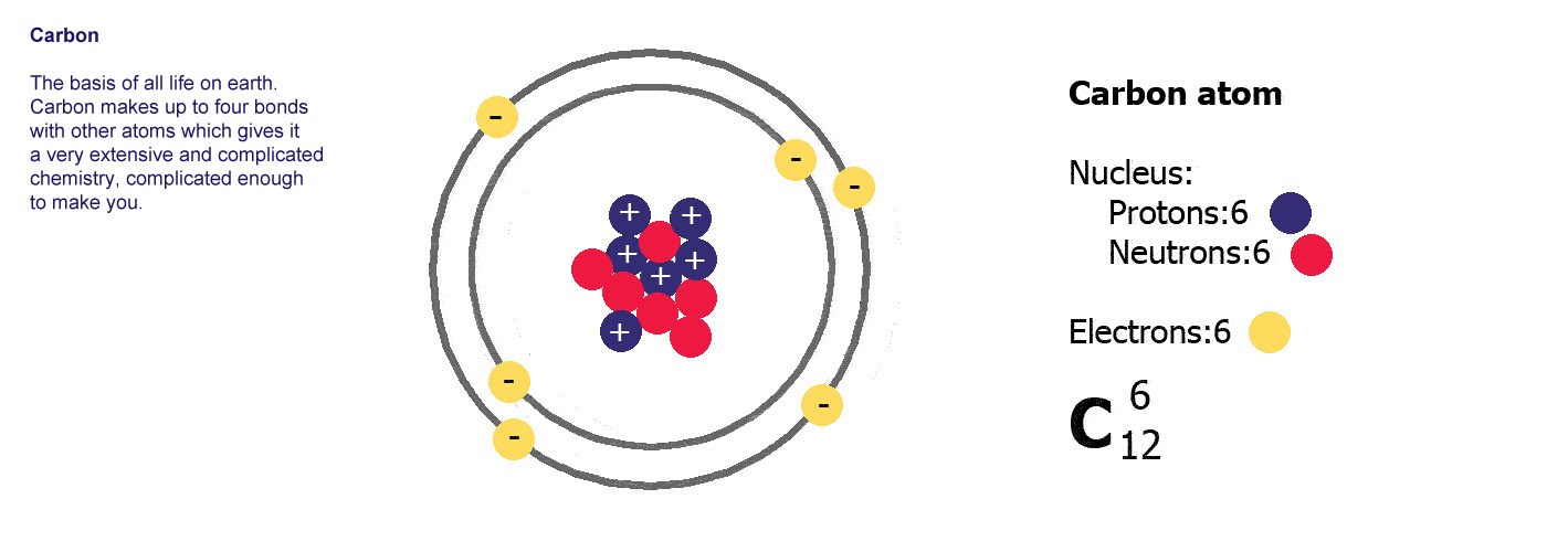 Carbon - The basis of all life on earth. Carbon makes up 
	to four bonds with other atoms which gives it very extensive and complicated 
	chemistry